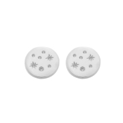 BRINCO REDONDO COM PONTOS CRAVEJADOS  - BANHADO A RODIO BRANCO