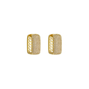 BRINCO RETANGULAR CRAVEJADO - BANHADO A OURO