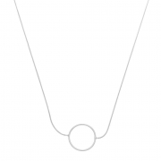COLAR CHOKER COM CIRCULO VAZADO - BANHADO A RODIO BRANCO