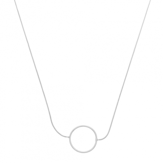 COLAR CHOKER COM CIRCULO VAZADO - BANHADO A RODIO BRANCO