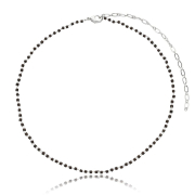 COLAR CHOKER COM PEDRAS PRETAS - BANHADO A OURO