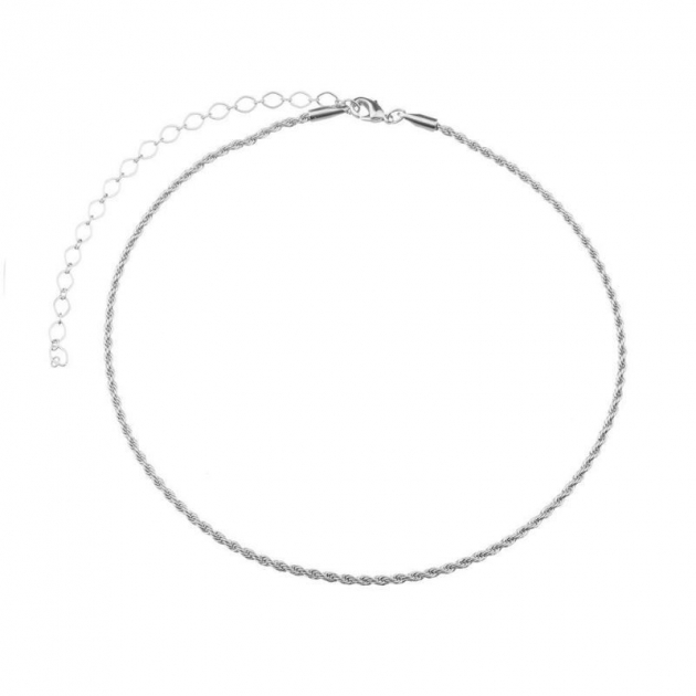 COLAR CHOKER CORDÃO BAIANO BANHADO A RÓDIO BRANCO
