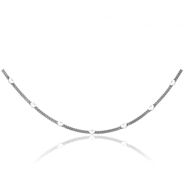 COLAR CHOKER DE CORAÇÃO RODIO BRANCO - 30 CM