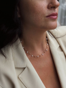 COLAR CHOKER PÉROLAS E BOLINHAS LISAS - BANHADO A RÓDIO BRANCO
