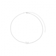 COLAR CHOKER RIVIERA COM CORAÇÃO LISO - BANHADO A RÓDIO BRANCO