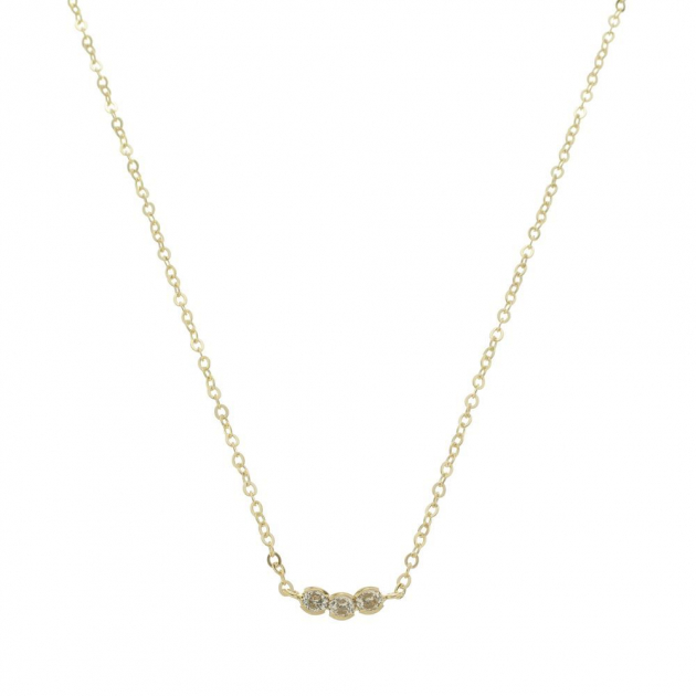 COLAR COM 3 ZIRCÔNIAS - BANHADO A OURO