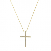 COLAR CRUCIFIXO CRAVEJADO ANA - BANHADO A OURO