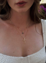 COLAR CRUCIFIXO CRAVEJADO ANA - BANHADO A OURO