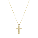 COLAR CRUCIFIXO CRAVEJADO COM BORDAS ARREDONDADAS - BANHADO A OURO