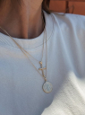 COLAR CRUCIFIXO CRAVEJADO COM BORDAS ARREDONDADAS - BANHADO A OURO