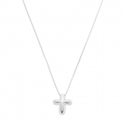 COLAR CRUCIFIXO LISO ARREDONDADO - BANHADO A RÓDIO BRANCO