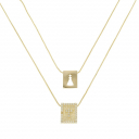 COLAR ESCAPULÁRIO NOSSA SENHORA LISA E CRUZ CRAVEJADA - BANHADO A OURO