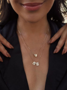 COLAR ESCAPULÁRIO NOSSA SENHORA LISA E CRUZ CRAVEJADA - BANHADO A RÓDIO BRANCO