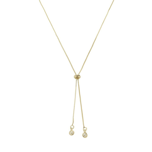 COLAR GRAVATINHA COM DUAS PÉROLAS - BANHADO A OURO