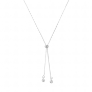 COLAR GRAVATINHA COM DUAS PÉROLAS - BANHADO A RÓDIO BRANCO