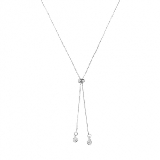 COLAR GRAVATINHA COM DUAS PÉROLAS - BANHADO A RÓDIO BRANCO