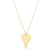 COLAR LONGO COM CORAÇÃO LISO GRANDE - BANHADO A OURO