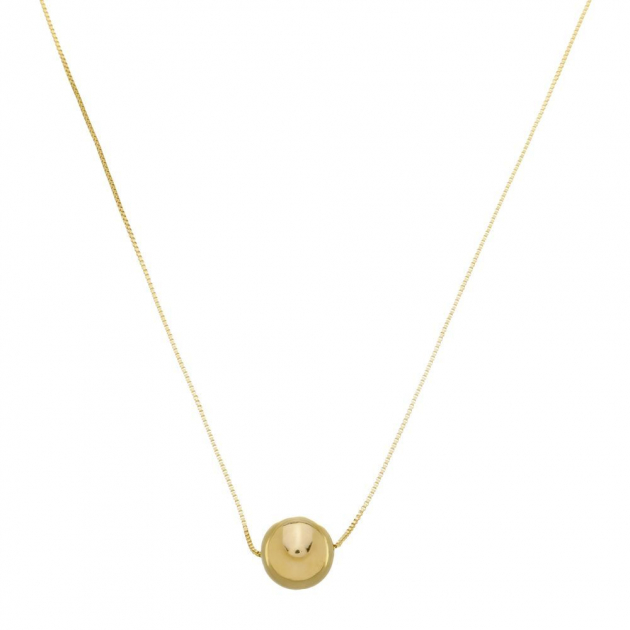 COLAR LONGO COM ESFERA LISA - BANHADO A OURO