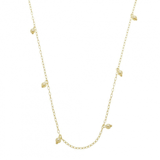 COLAR LONGO COM PÉROLAS PENDURADAS - BANHADO A OURO