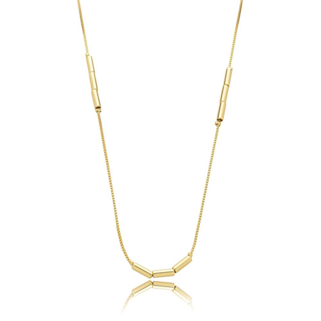 COLAR LONGO COM TUBINHOS - BANHADO A OURO