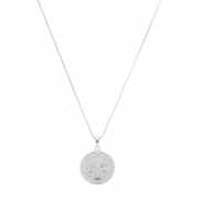 COLAR MEDALHA LISA SÃO BENTO- BANHADO A RÓDIO BRANCO