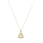 COLAR NOSSA SENHORA VAZADO COM ZIRCÔNIA AZUL - BANHADO A OURO