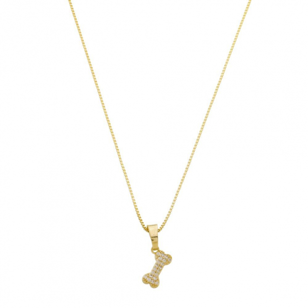 COLAR OSSO CRAVEJADO - BANHADO A OURO