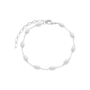 PULSEIRA BAGUETE DE PÉROLA - BANHADO A RODIO