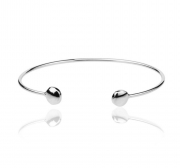 PULSEIRA BRACELETE COM DUAS BOLINHAS - BANHADO A RODIO