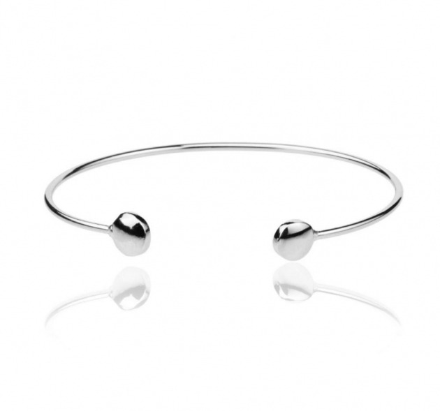 PULSEIRA BRACELETE COM DUAS BOLINHAS - BANHADO A RODIO