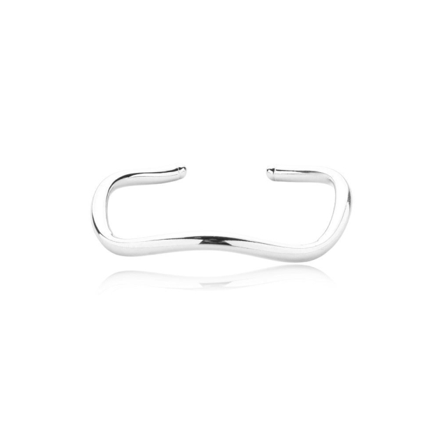 PULSEIRA BRACELETE ONDULADO - BANHADO A RODIO BRANCO