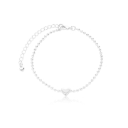 PULSEIRA COM BOLINHAS E CORAÇÃO NO MEIO - BANHADO A RODIO BRANCO
