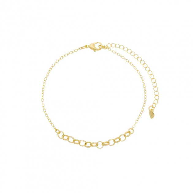 PULSEIRA COM ELOS REDONDOS NO MEIO - BANHADO A OURO