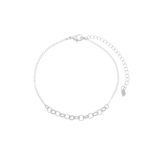 PULSEIRA COM ELOS REDONDOS NO MEIO - BANHADO A RODIO BRANCO