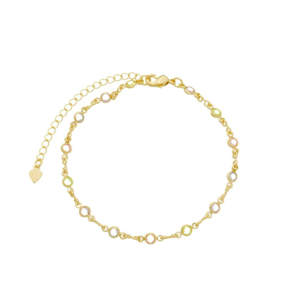 PULSEIRA COM PEDRINHAS COLORIDAS CAROL - BANHADO A OURO