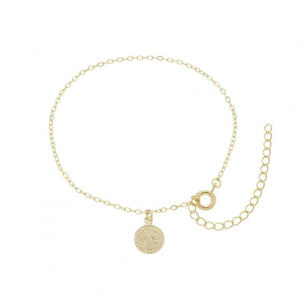 PULSEIRA COM PINGENTE DE SÃO BENTO - BANHADO A OURO