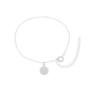 PULSEIRA COM PINGENTE DE SÃO BENTO - BANHADO A RÓDIO BRANCO