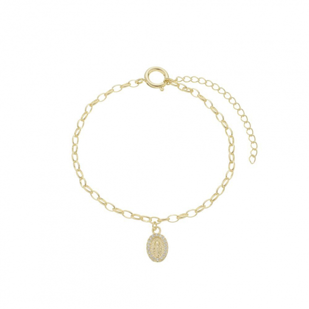 PULSEIRA COM PINGENTE NOSSA SENHORA DAS GRAÇAS CRAVEJADO - BANHADO A OURO