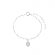 PULSEIRA COM PINGENTE NOSSA SENHORA DAS GRAÇAS CRAVEJADO - BANHADO A RÓDIO BRANCO