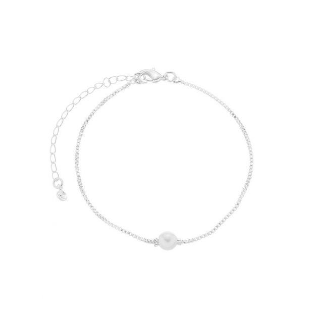 PULSEIRA COM UMA PÉROLA NO MEIO - BANHADO A RÓDIO BRANCO