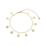 PULSEIRA CORAÇÕES LISOS PENDURADOS - BANHADO A OURO