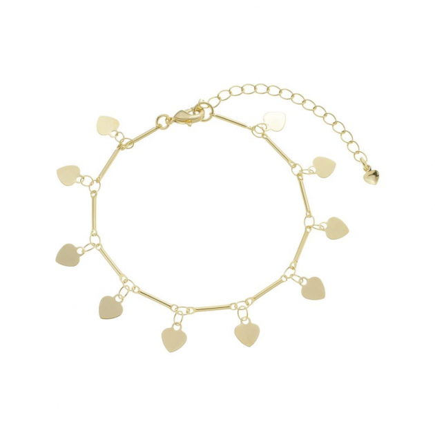 PULSEIRA CORAÇÕES LISOS PENDURADOS - BANHADO A OURO