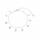 PULSEIRA CORAÇÕES LISOS PENDURADOS - BANHADO A RÓDIO BRANCO