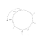 PULSEIRA DUPLA BOLINHAS E PINGENTE DE BOLINHAS- BANHADO A RODIO BRANCO