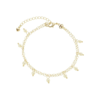 PULSEIRA DUPLA COM PÉROLAS PENDURADAS - BANHADO A OURO