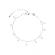 PULSEIRA DUPLA COM PÉROLAS PENDURADAS - BANHADO A RÓDIO BRANCO