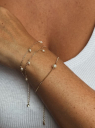 PULSEIRA DUPLA COM PÉROLAS PENDURADAS - BANHADO A RÓDIO BRANCO