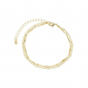 PULSEIRA DUPLA ELOS PEQUENOS E PLAQUINHAS  - BANHADO A OURO