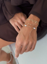 PULSEIRA DUPLA ELOS PEQUENOS E PLAQUINHAS  - BANHADO A OURO