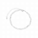 PULSEIRA DUPLA ELOS PEQUENOS E PLAQUINHAS  - BANHADO A RÓDIO BRANCO